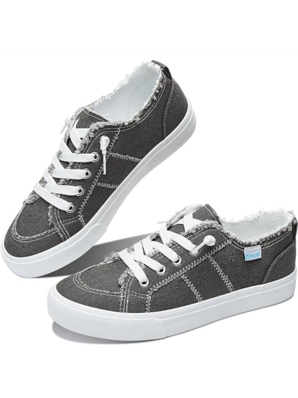 Womens Grey Canvas Play Fashion Sneaker Canvas Slip On Shoes Fashion Sneaker